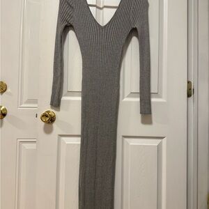 Hera Collection Gray Ribbed Long Sleeve Dress